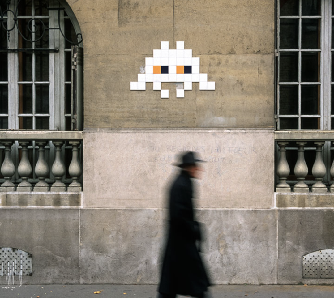 Invader mosaic on a Paris wall